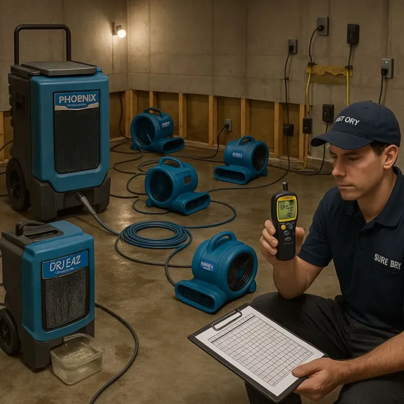 Structural Drying and Dehumidification process in South Whittier, CA